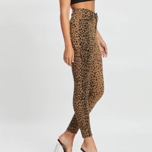 Good American Womens Good Waist Skinny Jeans 2/26 Animal Print Leopard High Rise - Picture 4 of 10
